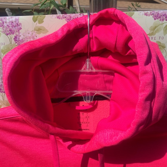 WOMENS SMALL PINK HOODED ADIDAS 2 POCKET THUMB LOOPS PULLOVER SWEATSHIRT - Picture 5 of 7